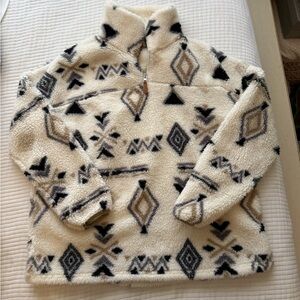 Cozy Geometric Pattern Fleece Pullover